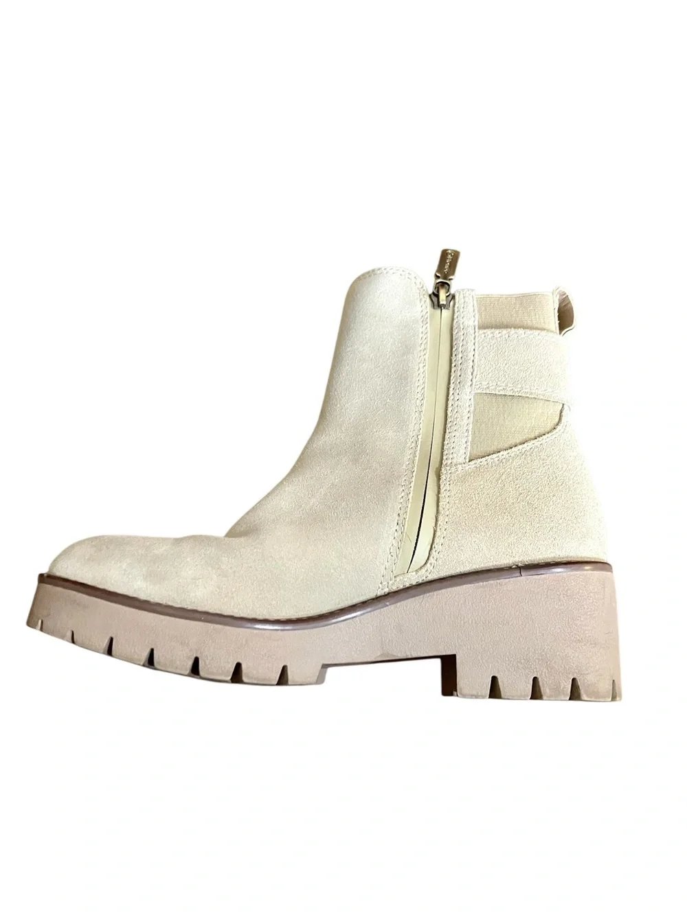 Blondo Daliha Water Proof Ankle Boot Lug Sole Suede Bootie Tan Size 6.5